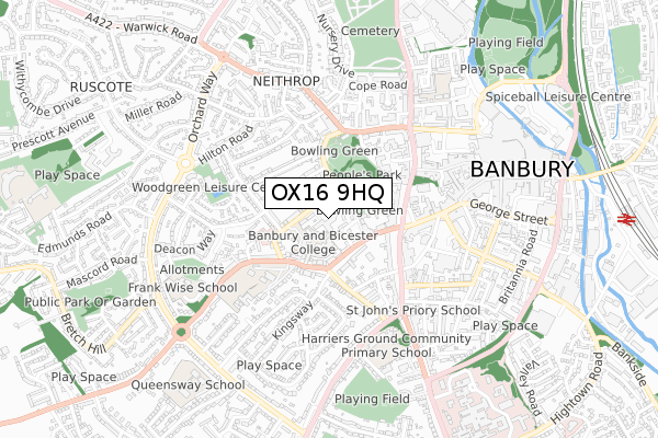 OX16 9HQ map - small scale - OS Open Zoomstack (Ordnance Survey)