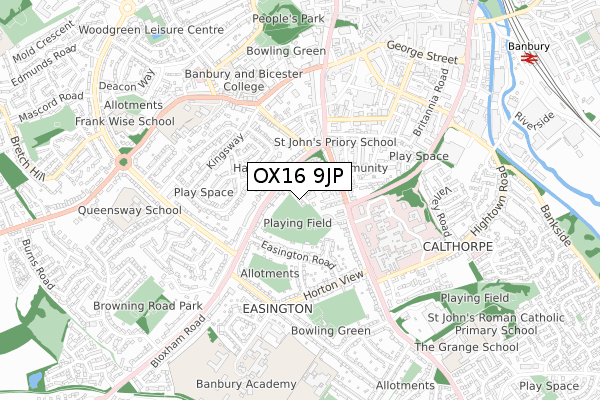 OX16 9JP map - small scale - OS Open Zoomstack (Ordnance Survey)