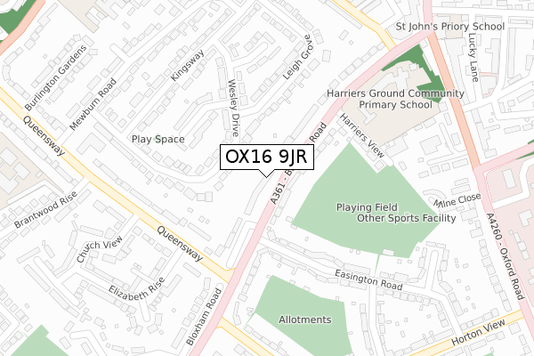 OX16 9JR map - large scale - OS Open Zoomstack (Ordnance Survey)