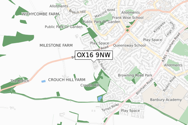 OX16 9NW map - small scale - OS Open Zoomstack (Ordnance Survey) OX16 9NW map - small scale - OS Open Zoomstack (Ordnance Survey)