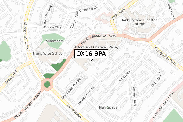 OX16 9PA map - large scale - OS Open Zoomstack (Ordnance Survey)