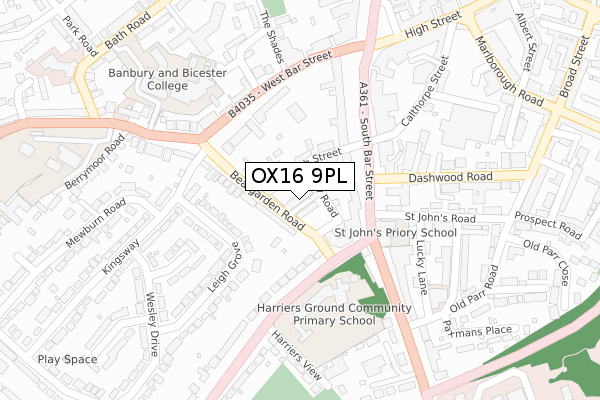 OX16 9PL map - large scale - OS Open Zoomstack (Ordnance Survey)