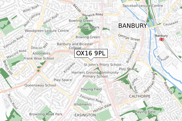 OX16 9PL map - small scale - OS Open Zoomstack (Ordnance Survey)