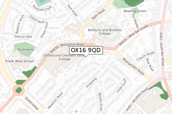 OX16 9QD map - large scale - OS Open Zoomstack (Ordnance Survey)