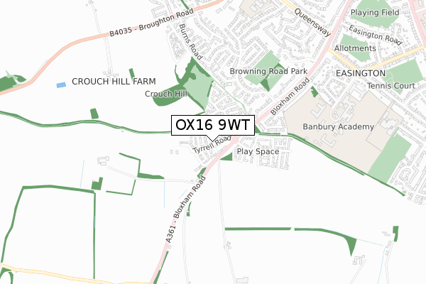 OX16 9WT map - small scale - OS Open Zoomstack (Ordnance Survey) OX16 9WT map - small scale - OS Open Zoomstack (Ordnance Survey)