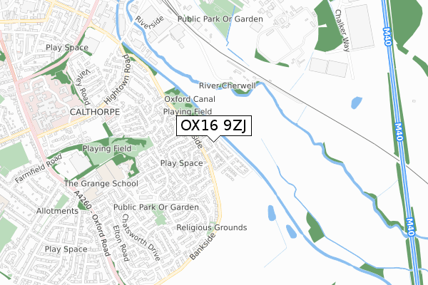 OX16 9ZJ map - small scale - OS Open Zoomstack (Ordnance Survey)