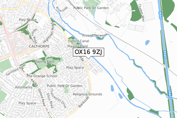 OX16 9ZJ map - small scale - OS Open Zoomstack (Ordnance Survey) OX16 9ZJ map - small scale - OS Open Zoomstack (Ordnance Survey)