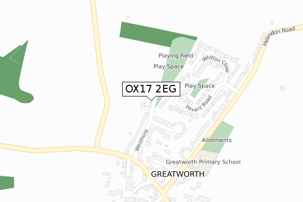 OX17 2EG map - large scale - OS Open Zoomstack (Ordnance Survey)