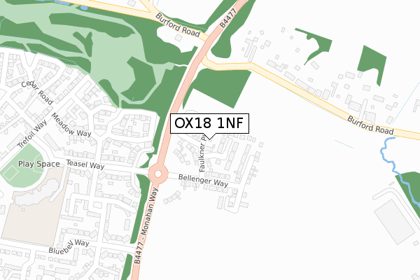 OX18 1NF map - large scale - OS Open Zoomstack (Ordnance Survey)