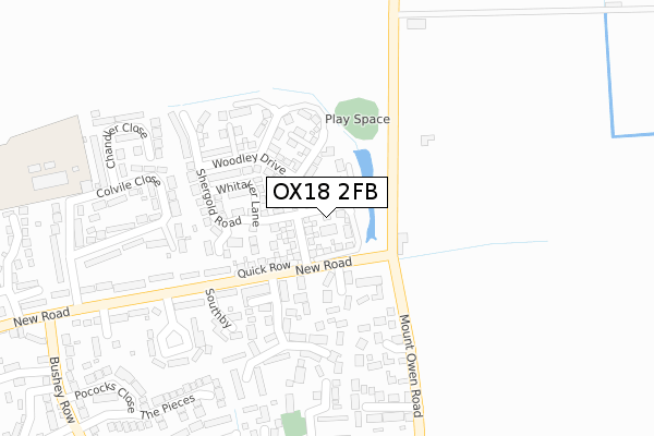 OX18 2FB map - large scale - OS Open Zoomstack (Ordnance Survey)