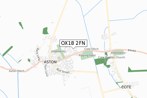 OX18 2FN map - small scale - OS Open Zoomstack (Ordnance Survey)