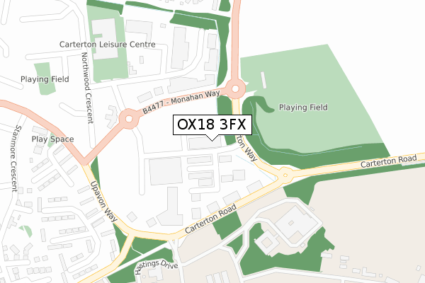 OX18 3FX map - large scale - OS Open Zoomstack (Ordnance Survey) OX18 3FX map - large scale - OS Open Zoomstack (Ordnance Survey)