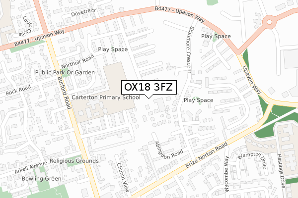 OX18 3FZ map - large scale - OS Open Zoomstack (Ordnance Survey) OX18 3FZ map - large scale - OS Open Zoomstack (Ordnance Survey)