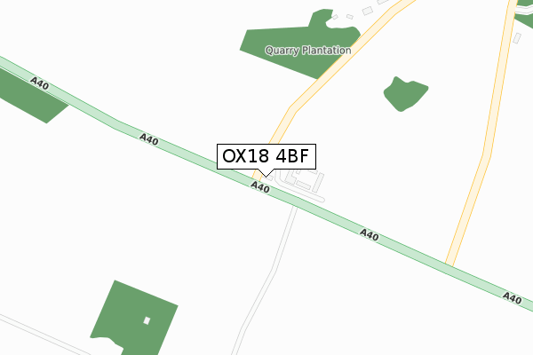 OX18 4BF map - large scale - OS Open Zoomstack (Ordnance Survey)