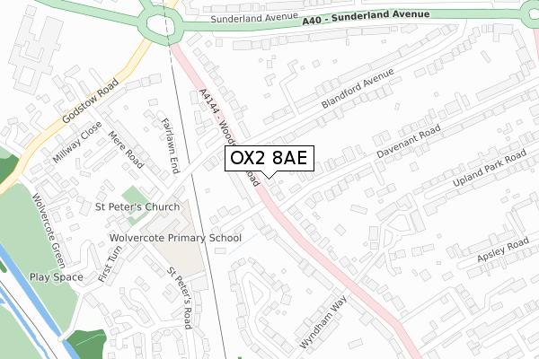 OX2 8AE map - large scale - OS Open Zoomstack (Ordnance Survey)