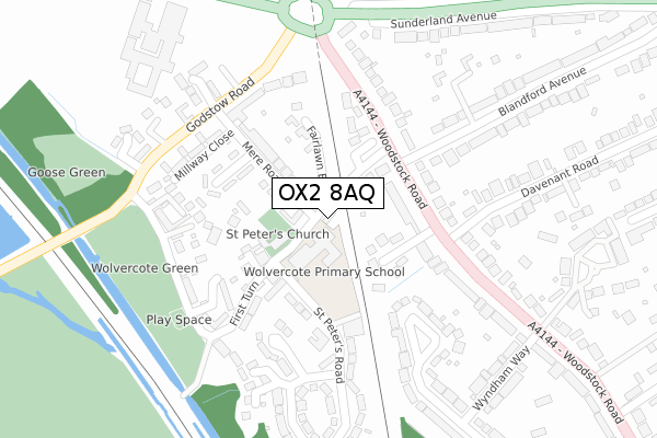 OX2 8AQ map - large scale - OS Open Zoomstack (Ordnance Survey)