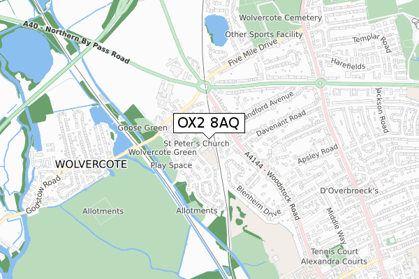OX2 8AQ map - small scale - OS Open Zoomstack (Ordnance Survey)