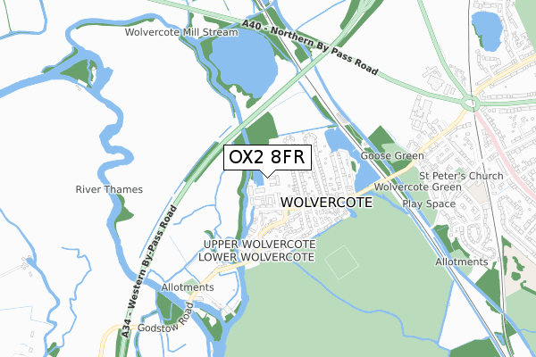 OX2 8FR map - small scale - OS Open Zoomstack (Ordnance Survey)