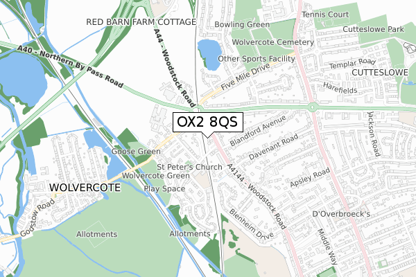 OX2 8QS map - small scale - OS Open Zoomstack (Ordnance Survey)