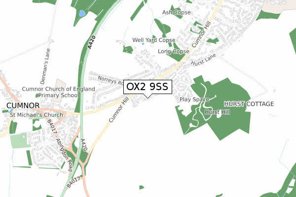 OX2 9SS map - small scale - OS Open Zoomstack (Ordnance Survey)