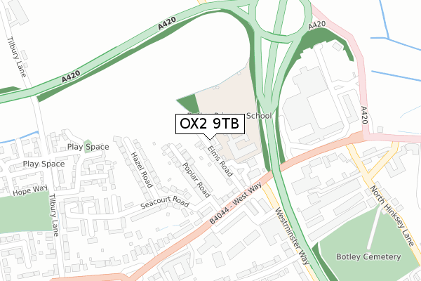 OX2 9TB map - large scale - OS Open Zoomstack (Ordnance Survey)