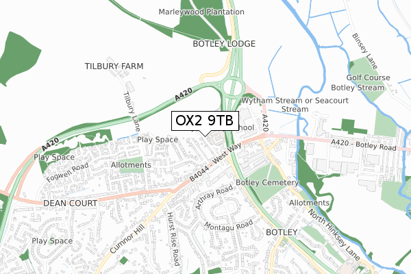 OX2 9TB map - small scale - OS Open Zoomstack (Ordnance Survey)