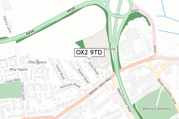 OX2 9TD map - large scale - OS Open Zoomstack (Ordnance Survey)