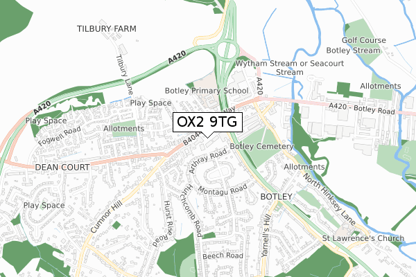 OX2 9TG map - small scale - OS Open Zoomstack (Ordnance Survey)