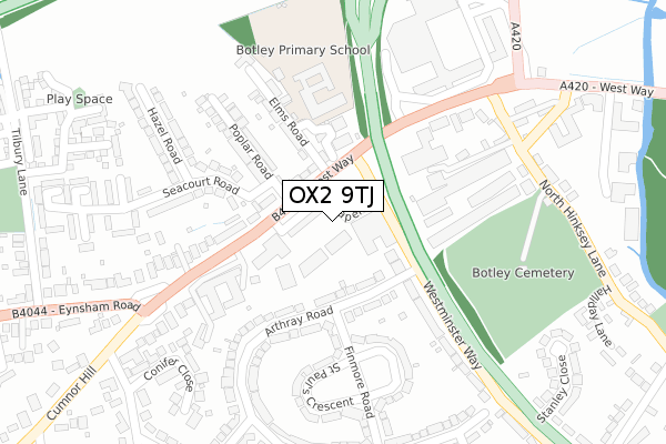 OX2 9TJ map - large scale - OS Open Zoomstack (Ordnance Survey)