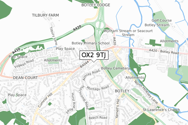 OX2 9TJ map - small scale - OS Open Zoomstack (Ordnance Survey)