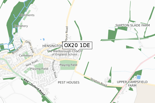 OX20 1DE map - small scale - OS Open Zoomstack (Ordnance Survey)