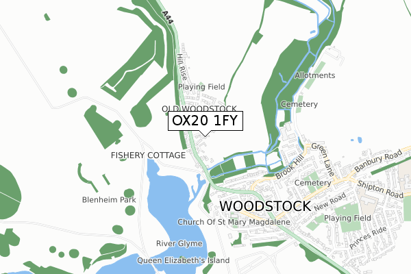 OX20 1FY map - small scale - OS Open Zoomstack (Ordnance Survey) OX20 1FY map - small scale - OS Open Zoomstack (Ordnance Survey)