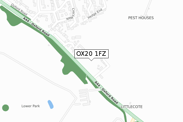 OX20 1FZ map - large scale - OS Open Zoomstack (Ordnance Survey)
