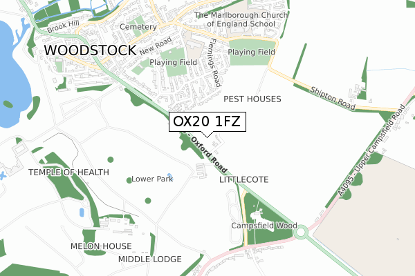 OX20 1FZ map - small scale - OS Open Zoomstack (Ordnance Survey)