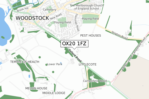 OX20 1FZ map - small scale - OS Open Zoomstack (Ordnance Survey) OX20 1FZ map - small scale - OS Open Zoomstack (Ordnance Survey)