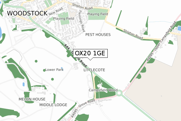 OX20 1GE map - small scale - OS Open Zoomstack (Ordnance Survey)