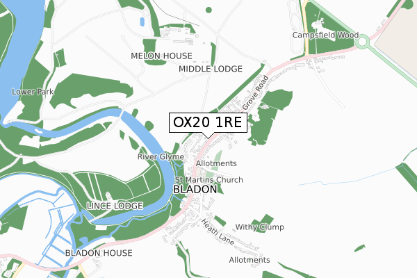 OX20 1RE map - small scale - OS Open Zoomstack (Ordnance Survey)