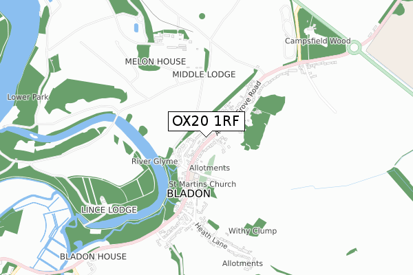 OX20 1RF map - small scale - OS Open Zoomstack (Ordnance Survey) OX20 1RF map - small scale - OS Open Zoomstack (Ordnance Survey)