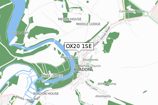 OX20 1SE map - small scale - OS Open Zoomstack (Ordnance Survey)