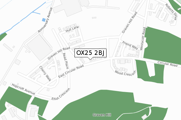 OX25 2BJ map - large scale - OS Open Zoomstack (Ordnance Survey) OX25 2BJ map - large scale - OS Open Zoomstack (Ordnance Survey)
