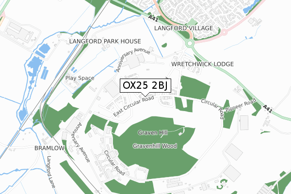 OX25 2BJ map - small scale - OS Open Zoomstack (Ordnance Survey) OX25 2BJ map - small scale - OS Open Zoomstack (Ordnance Survey)