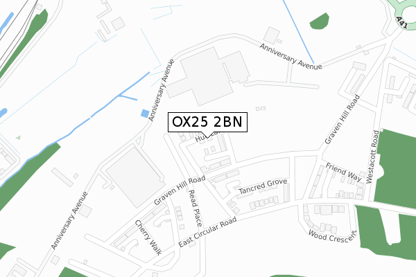 OX25 2BN map - large scale - OS Open Zoomstack (Ordnance Survey)