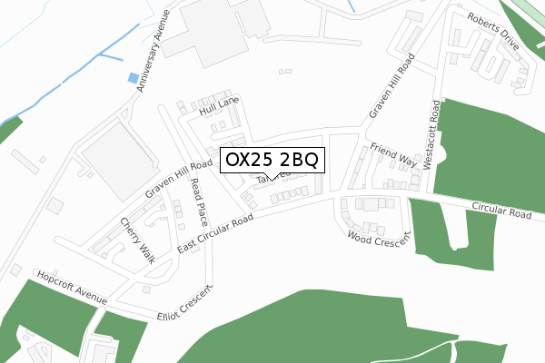 OX25 2BQ map - large scale - OS Open Zoomstack (Ordnance Survey)