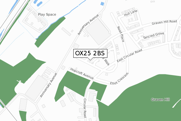 OX25 2BS map - large scale - OS Open Zoomstack (Ordnance Survey)