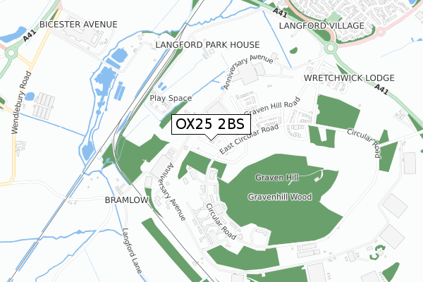 OX25 2BS map - small scale - OS Open Zoomstack (Ordnance Survey)
