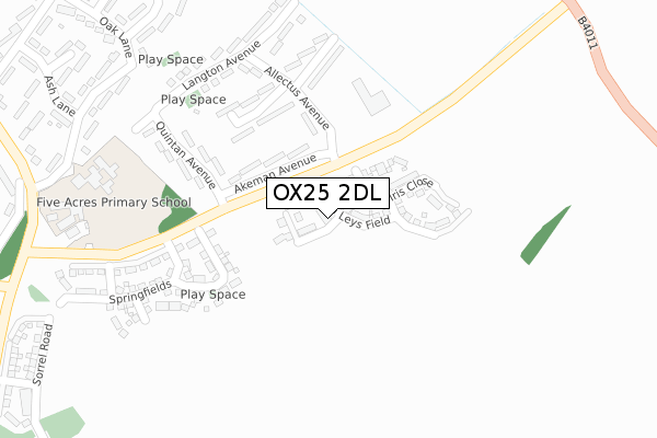 OX25 2DL map - large scale - OS Open Zoomstack (Ordnance Survey)