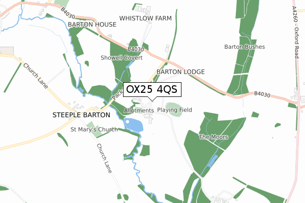 OX25 4QS map - small scale - OS Open Zoomstack (Ordnance Survey)