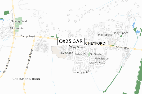 OX25 5AR map - small scale - OS Open Zoomstack (Ordnance Survey) OX25 5AR map - small scale - OS Open Zoomstack (Ordnance Survey)