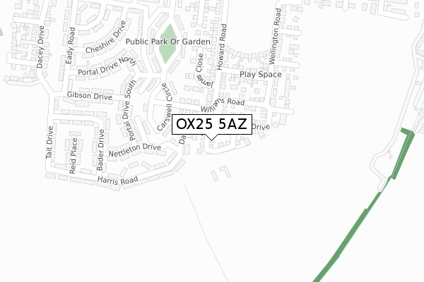 OX25 5AZ map - large scale - OS Open Zoomstack (Ordnance Survey) OX25 5AZ map - large scale - OS Open Zoomstack (Ordnance Survey)