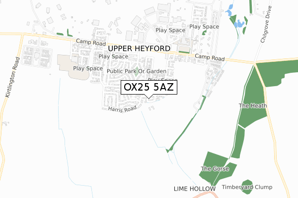 OX25 5AZ map - small scale - OS Open Zoomstack (Ordnance Survey) OX25 5AZ map - small scale - OS Open Zoomstack (Ordnance Survey)